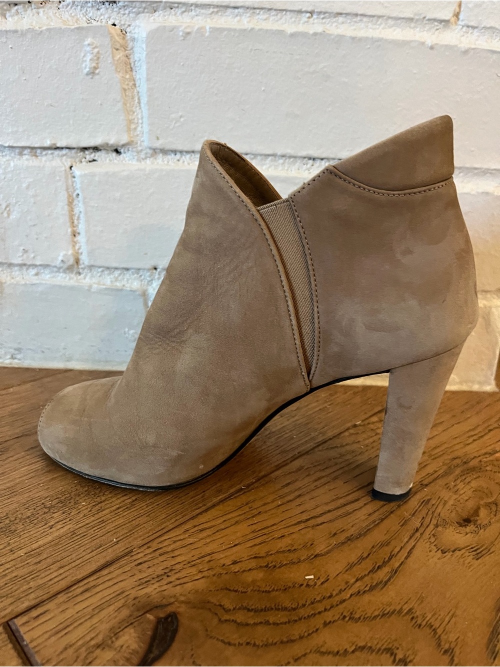 Stewart Whitman Women's Taupe Suede Ankle Bootie - Classic Heel size 6 1/2